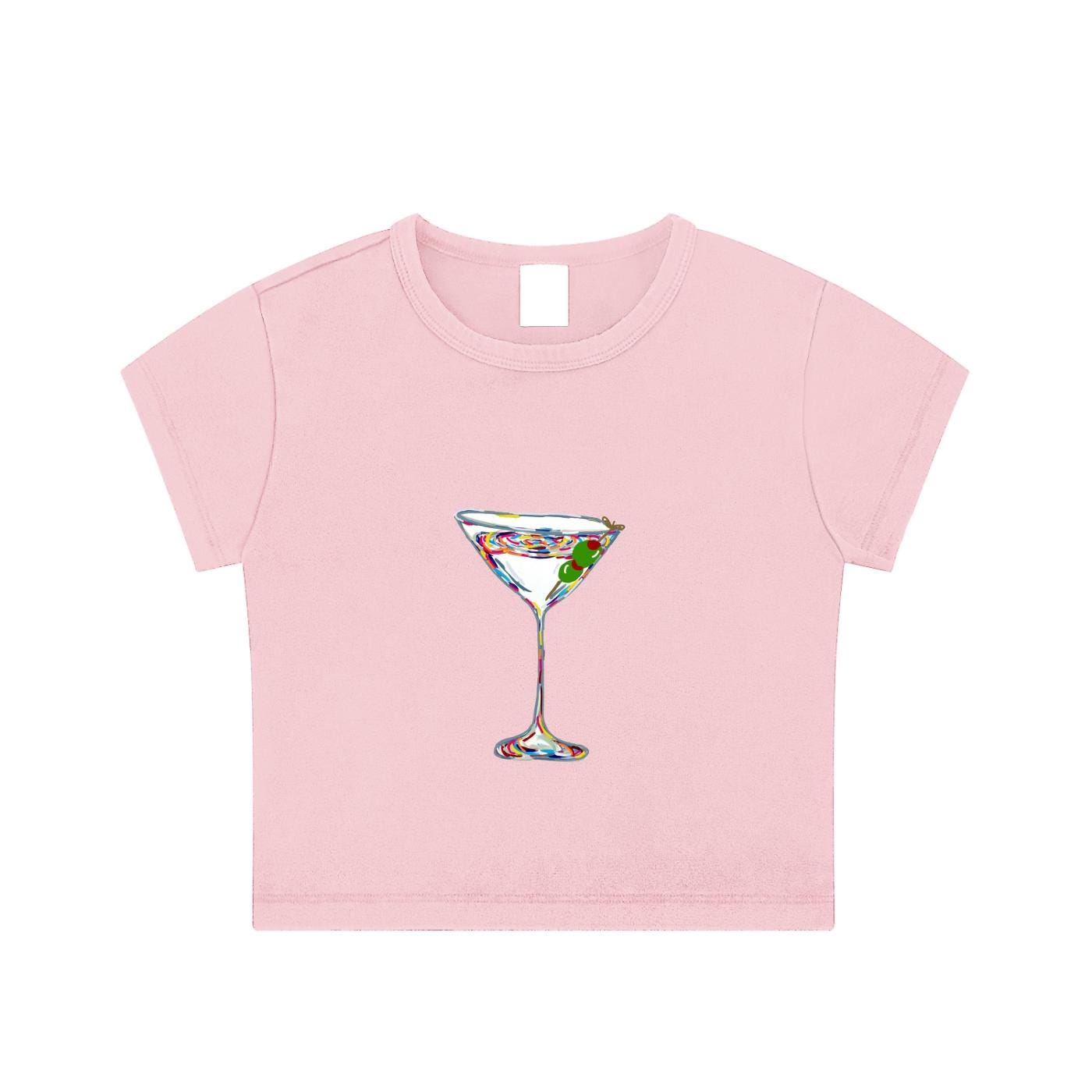 Crop Martini Top: Cotton Blend Short Sleeve Bodycon