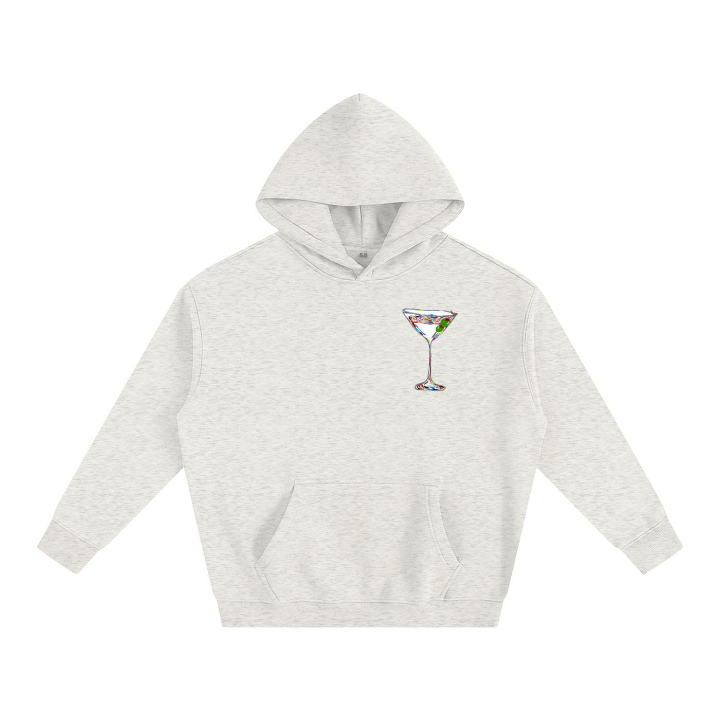 Martini Glass Graphic Hoodie - Casual Cotton Blend Long Sleeve