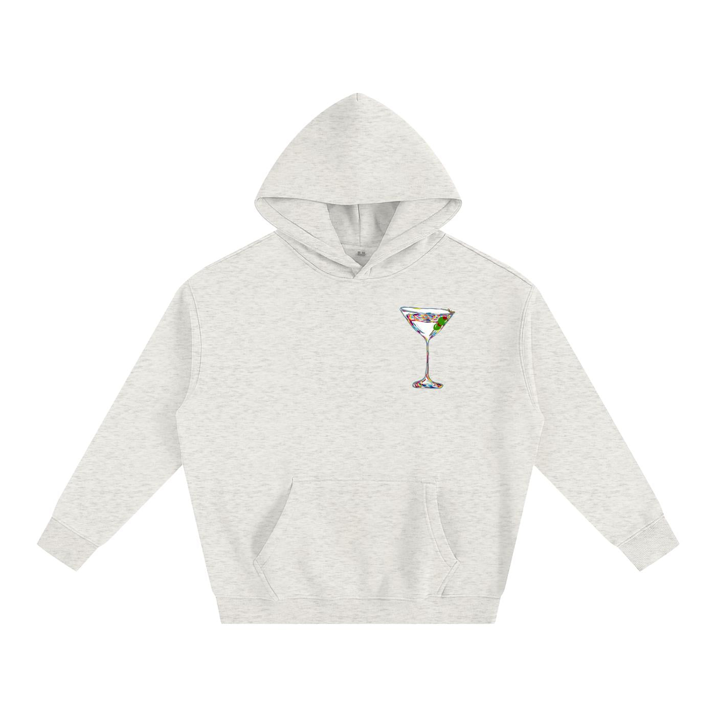 Martini Glass Graphic Hoodie - Casual Cotton Blend Long Sleeve