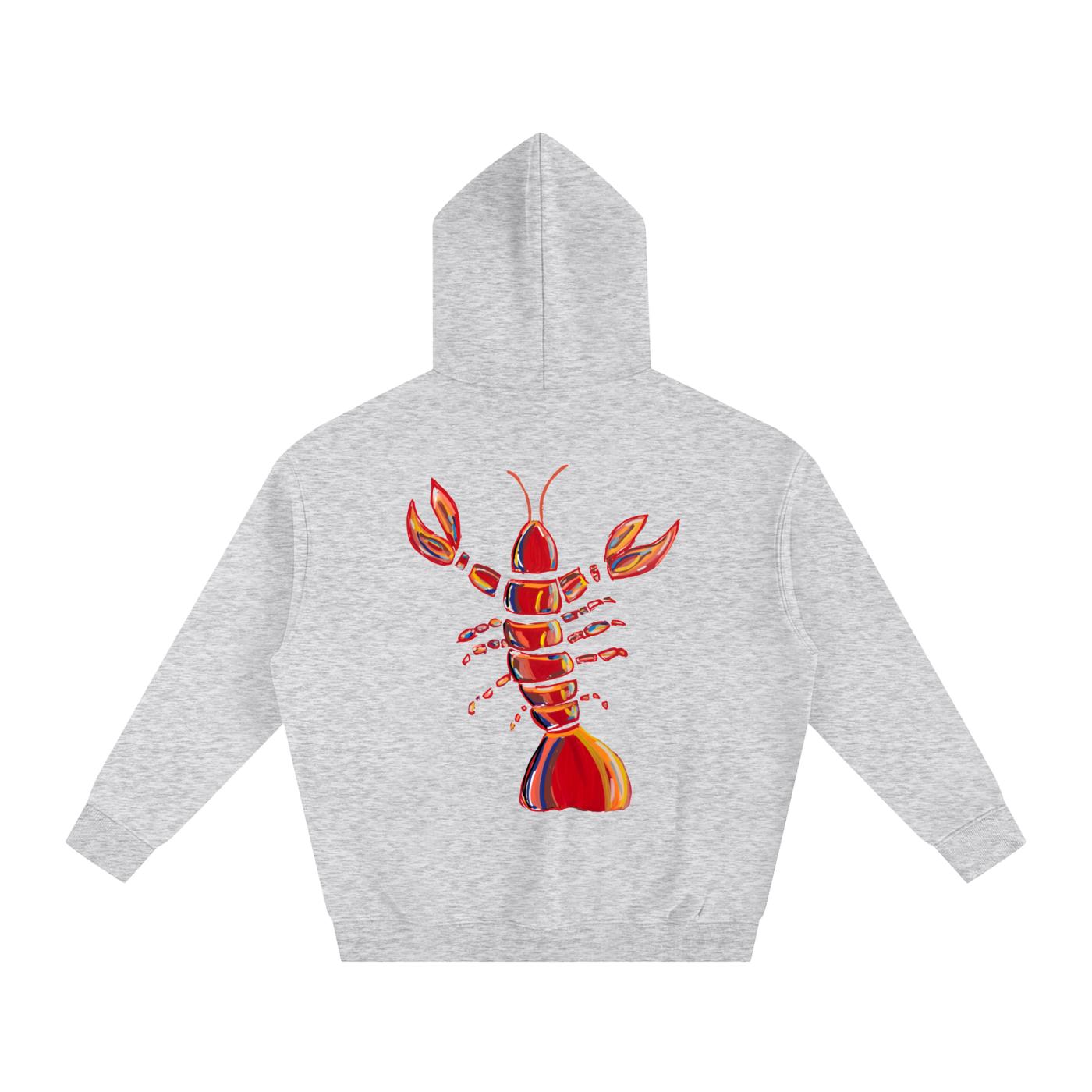 Coastal Lobster Cotton-Blend Hoodie: Unisex Loose Fit