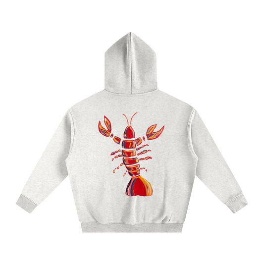 Coastal Lobster Cotton-Blend Hoodie: Unisex Loose Fit