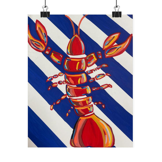 Vibrant Lobster Art Print: Coastal Nautical Decor