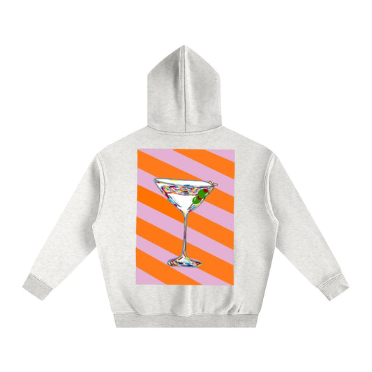 Martini Glass Graphic Hoodie - Casual Cotton Blend Long Sleeve