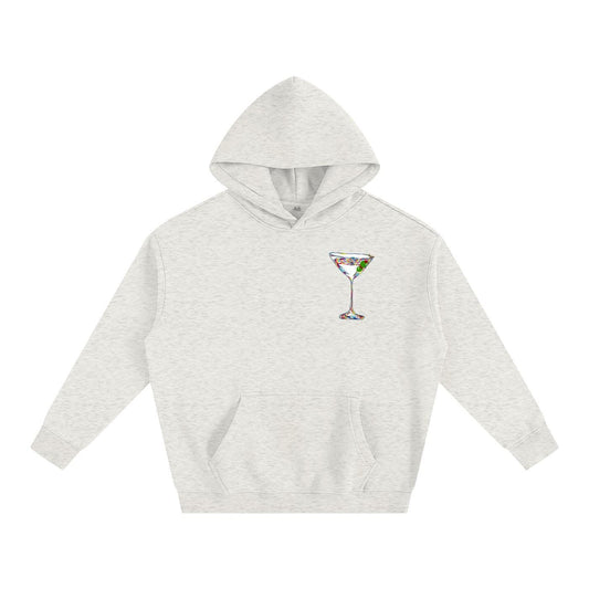 Martini Glass Graphic Hoodie - Casual Cotton Blend Long Sleeve